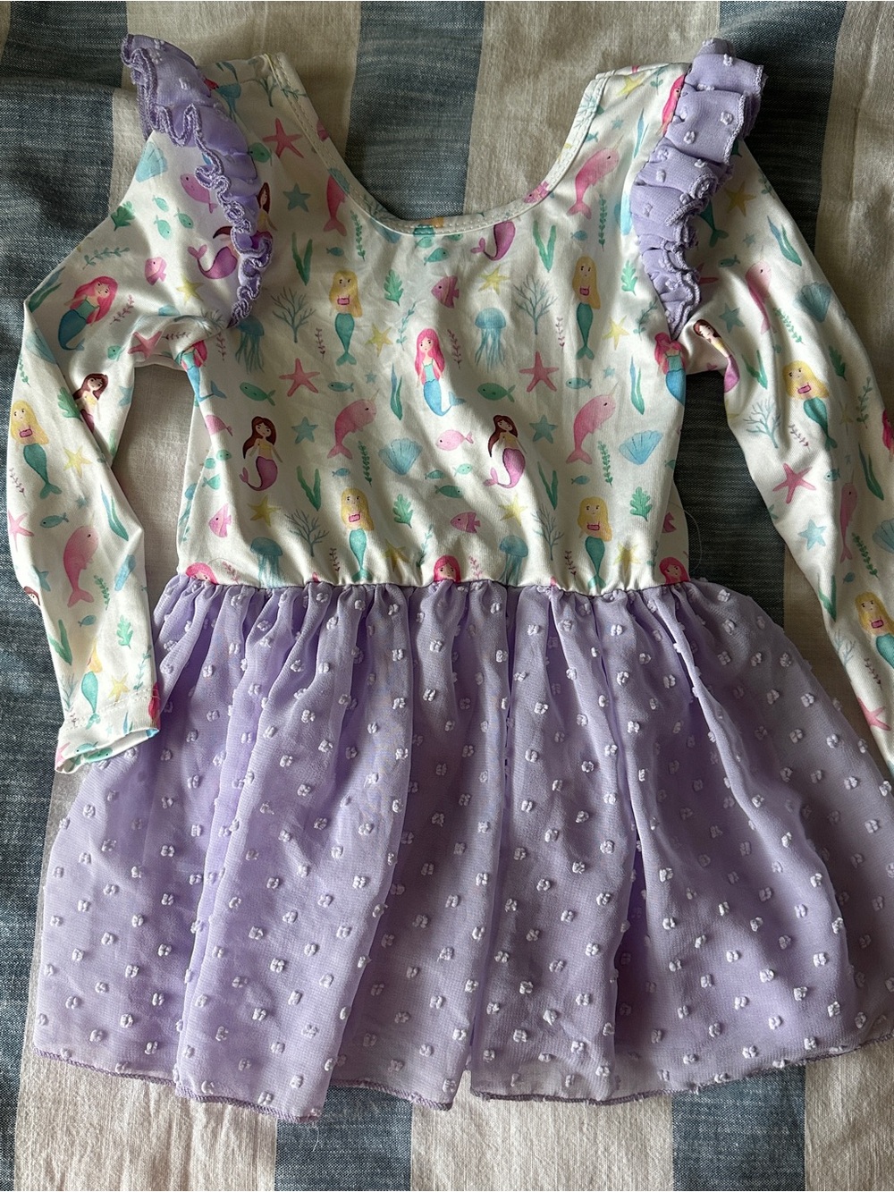 3T Lavender Tulle Mermaid Print Girls Dance Leotard